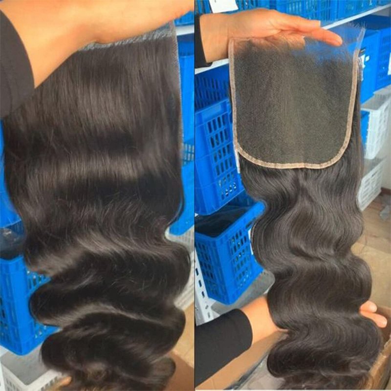 Lemoda 5x5 Closure Body Wave HD Transparent Lace Closure 12A Brazilian Virgin Human Hair Closure Pre Plucked with Baby Hair Natural Black 18 Inch