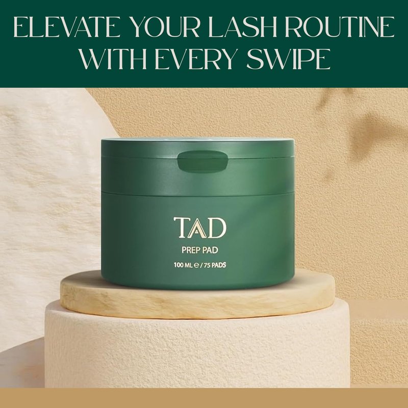 TAD Beauty Prep Pad - DIY Lash Prep Wipes to Clean and Prime Natural Lashes Before Extensions - Disposable Single Use Eyelash Pads with Tweezers - 75 Count for At Home Lash Application Professional