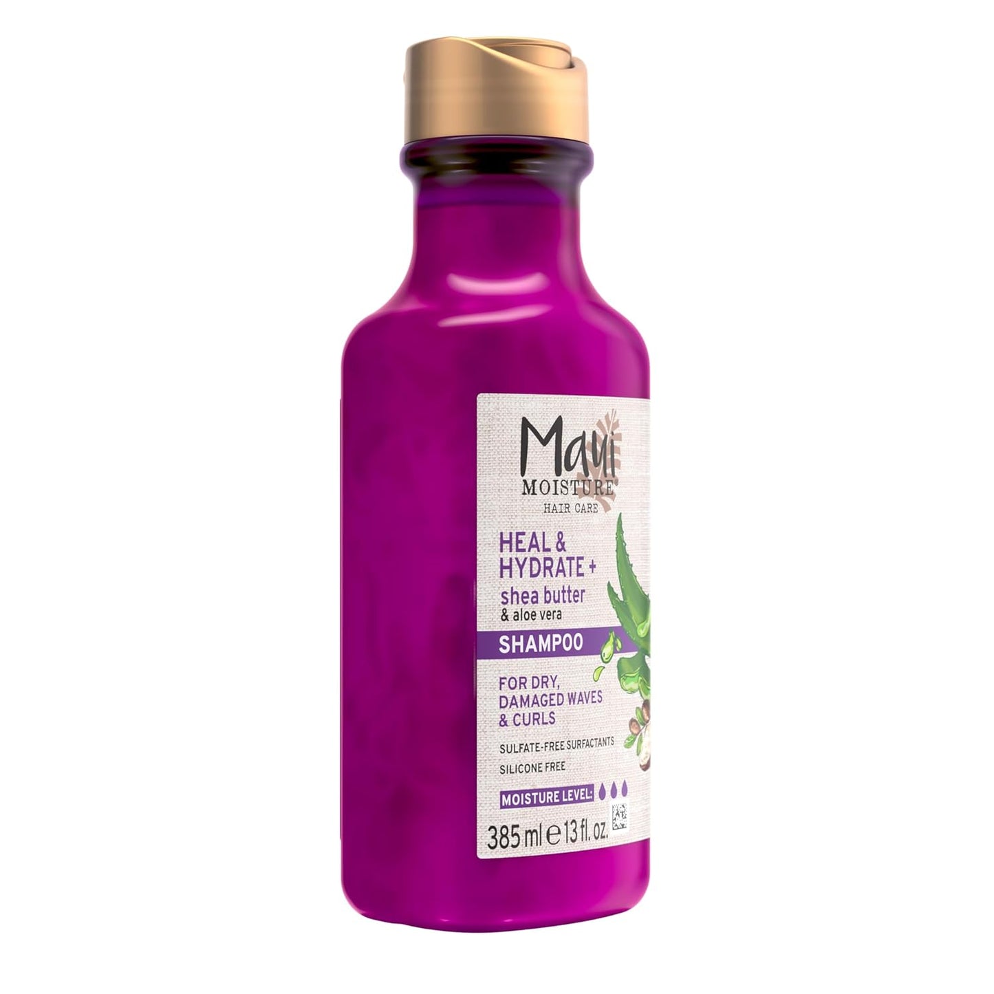 Maui Moisture Heal & Hydrate + Shea Butter Shampoo to Repair & Deeply Moisturize Tight Curly Hair with Coconut & Macademia Oils, Vegan, Silicone, Paraben & Sulfate-Free, 13 fl oz