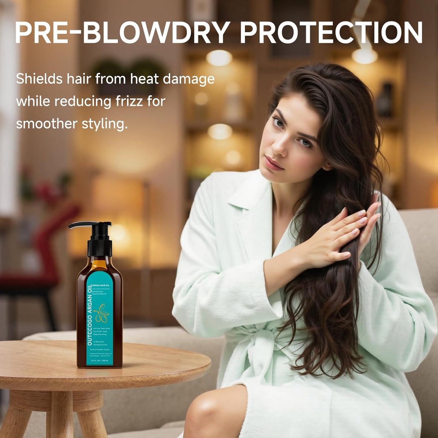 Moroccan Argan Oil Hair Treatment - Nourishing Frizz Control & Heat Protectant | 3.4 Fl Oz
