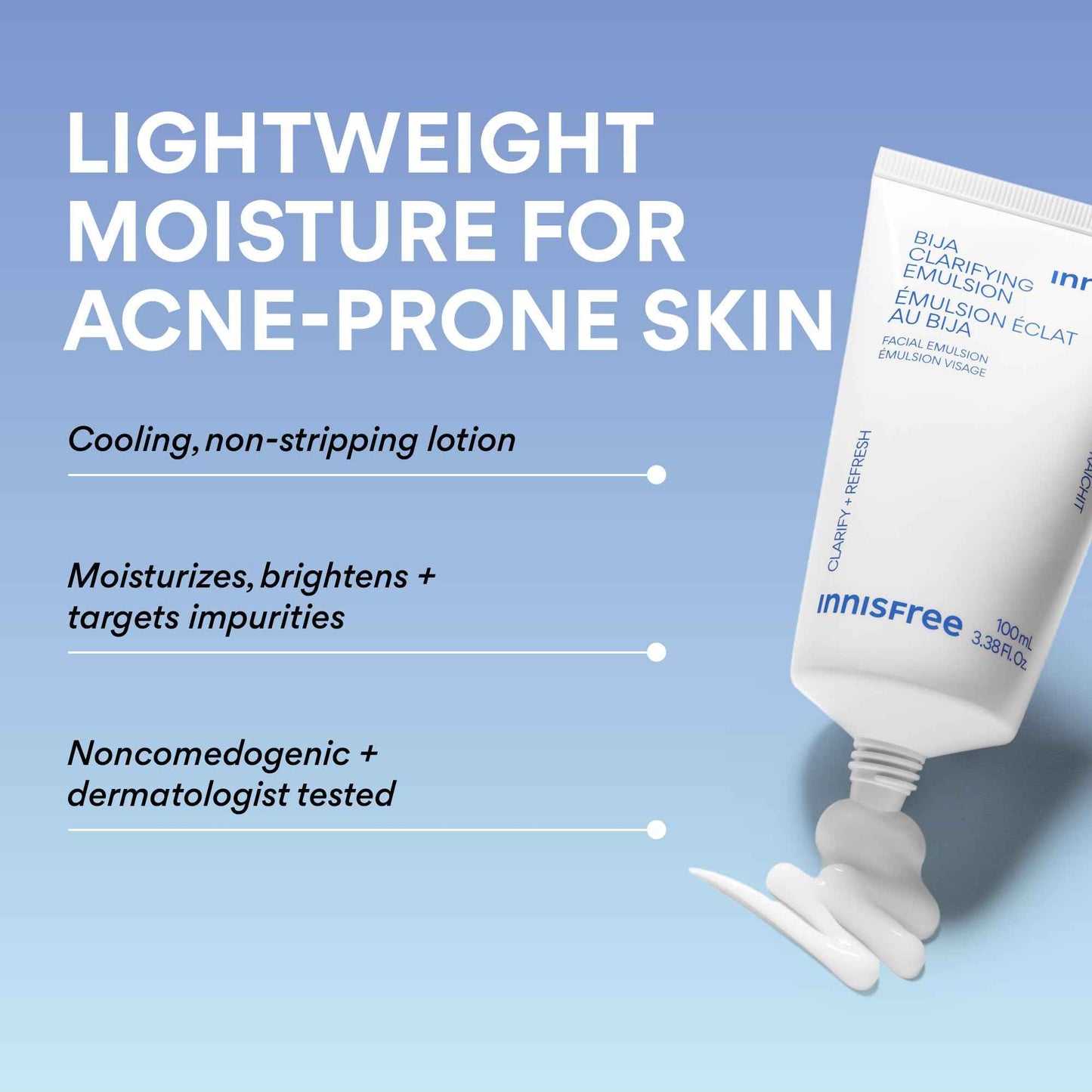 innisfree Bija Clarifying Emulsion with Salicylic Acid and Niacinamide, Korean Skincare Lightweight Face Moisturizer