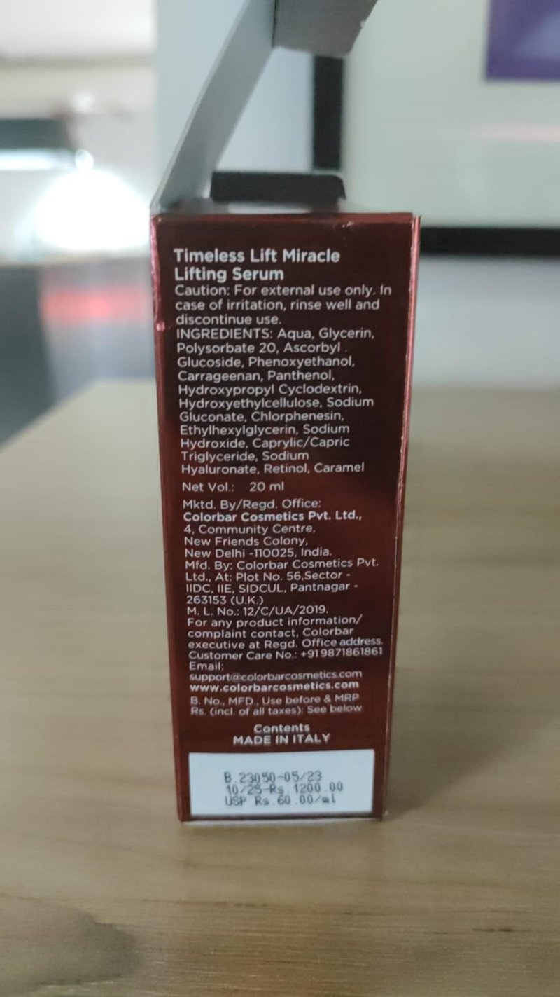 Colorbar Timeless Lift Miracle Lifting Serum - Face Serum for Women with VitaLift Complex - for Hydrating and Anti-Ageing - 0.67 oz