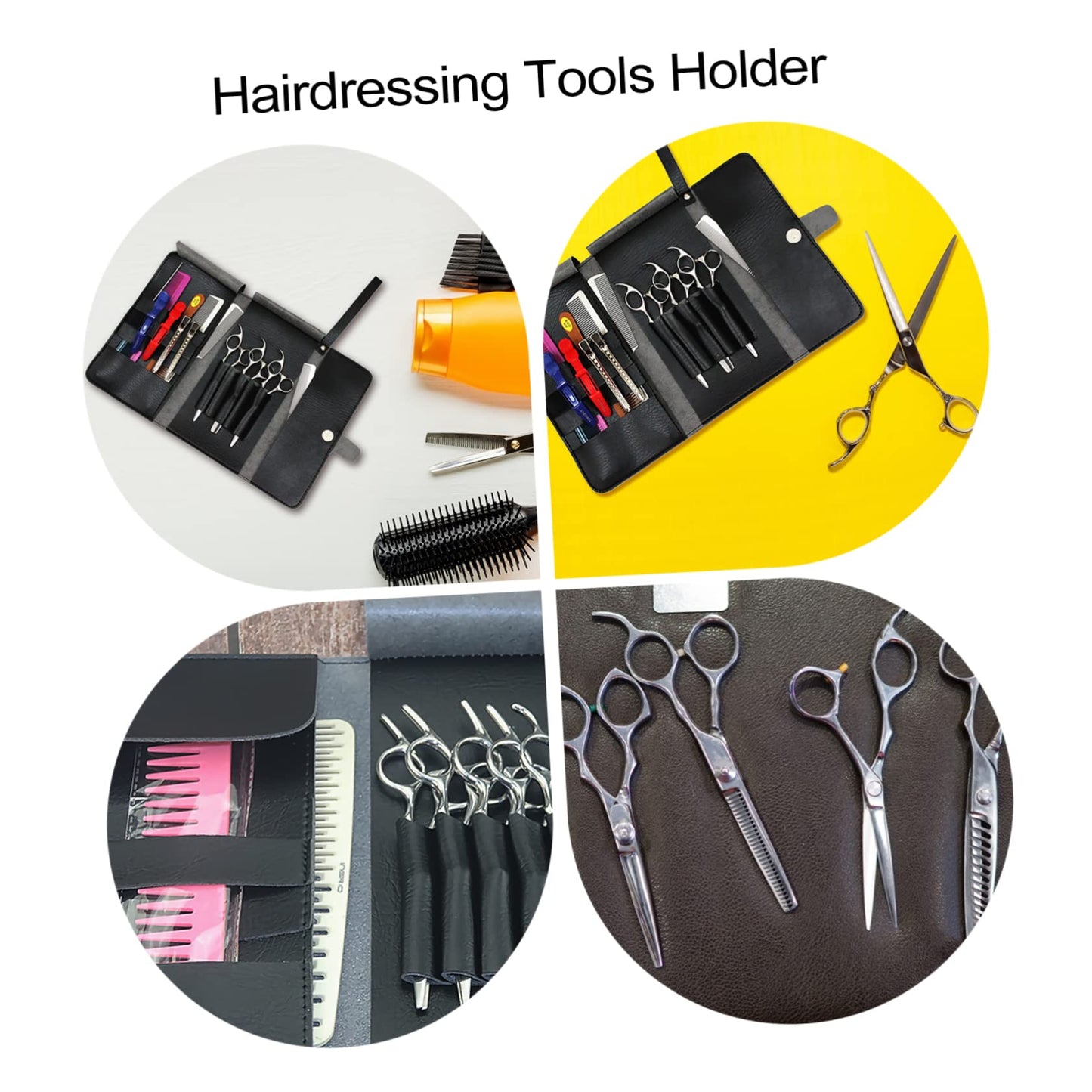 Angoily Foldable Hairdressing Tool Bag 15X10X0.4In Portable Barber Shears Case with Large Capacity for Professional Hairdresser Scissors and Styling Tools Salon and Home Organizer