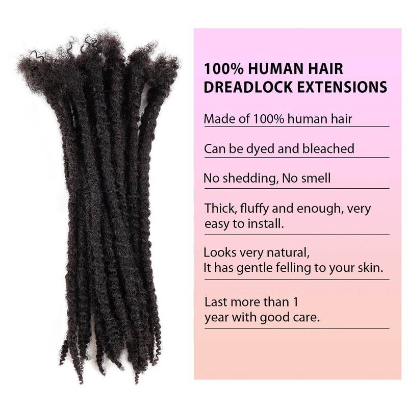 Orientdreads Textured Loc Extensions Human Hair with Curly Ends, Full Handmade Human Hair Dreadlock Extensions for Women/Men, Can Be Curled and Bleached (#Nature Black, 8 Inch 0.4cm 20 Strands)