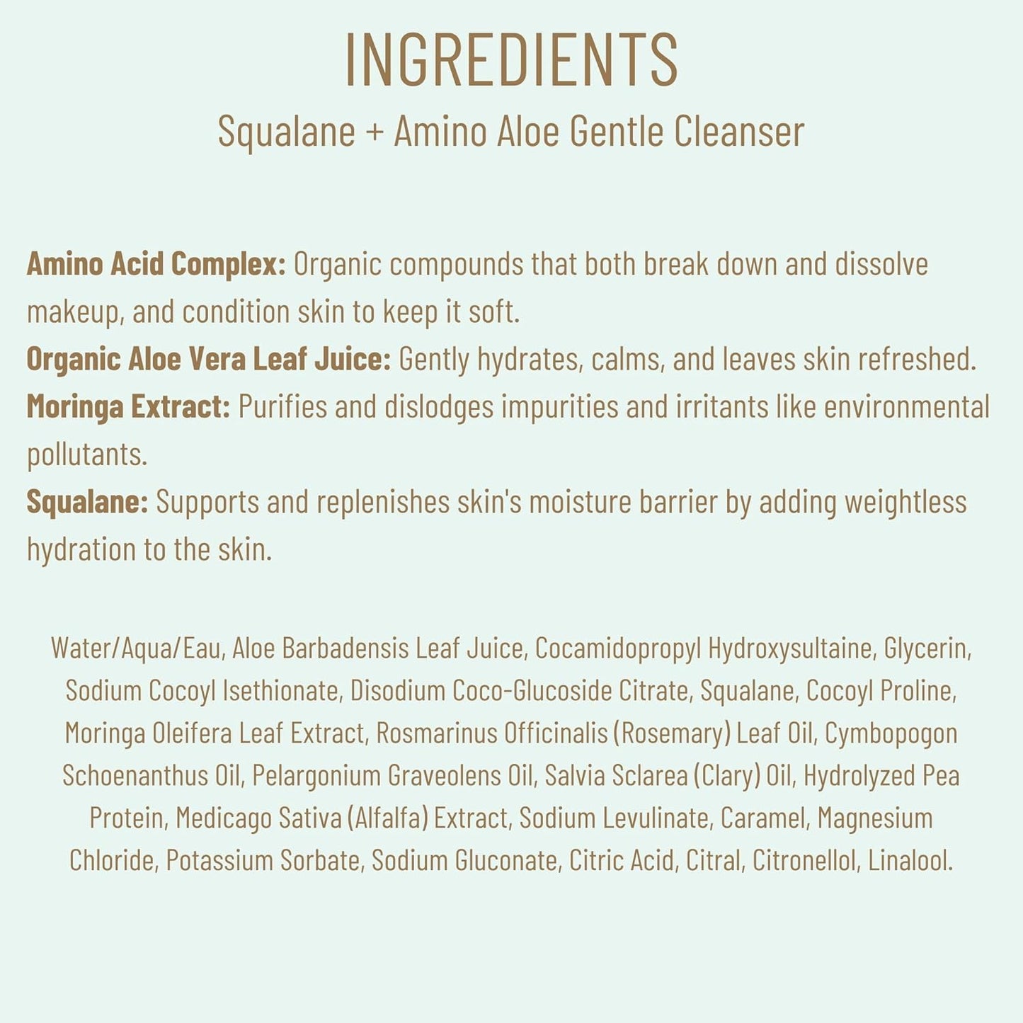 Biossance Squalane + Amino Aloe Face Wash - Hydrating Foaming Cleanser for All Skin Types | Makeup Remover & Pore Cleanser