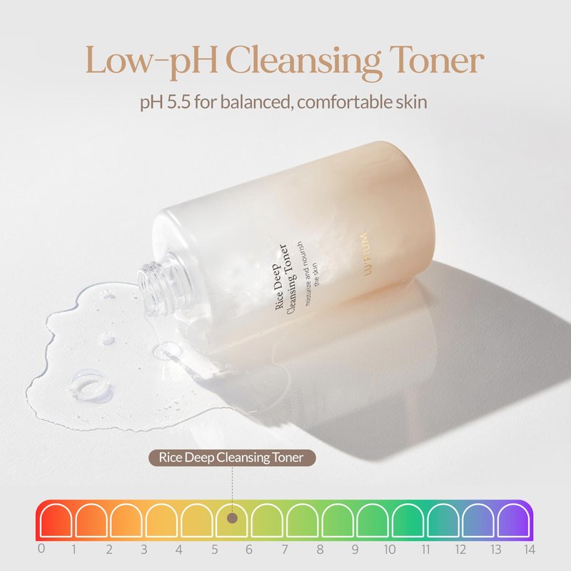 LU'PIUM Rice Deep Cleansing Toner – 81% Rice Cleansing Water for Pore Purifying, Hyaluronic Acid, Makeup Remover, Hydrated Finish, Korean Skincare (300ml, 10.14 fl.oz.)