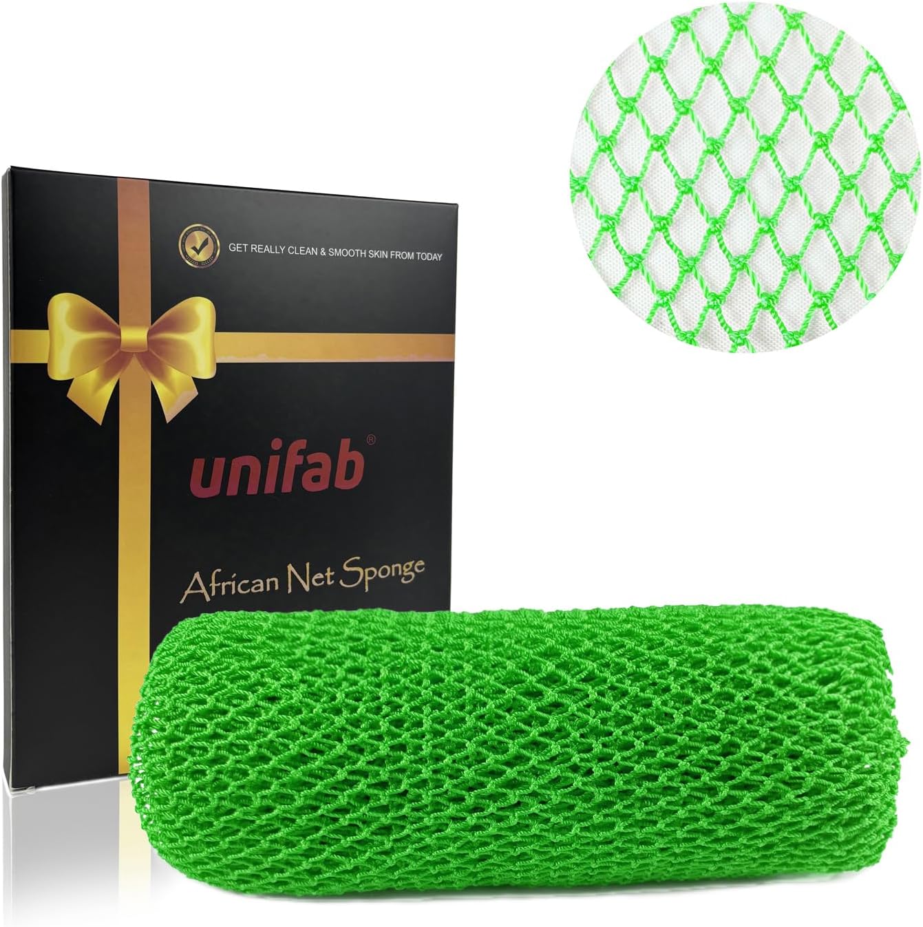 Unifab African Net Sponge Authentic Real African Exfoliating Net Bath Sponge Wash Cloth Exfoliating Washcloth African Net Cloth Body Scrubber for Shower Pink