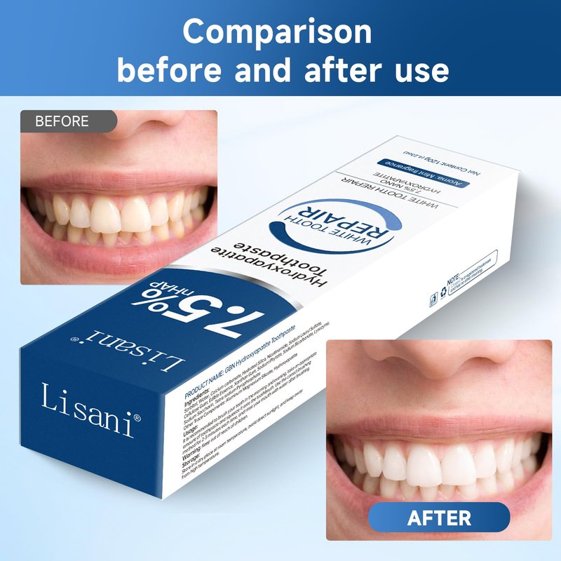 Lisani Set 2-Pack Hydroxyapatite Toothpaste for Teeth Remineralization, Enamel Repair, Sensitivity Relief & Whitening Fluoride-Free, Deep Cleaning Care, Fresh Breath