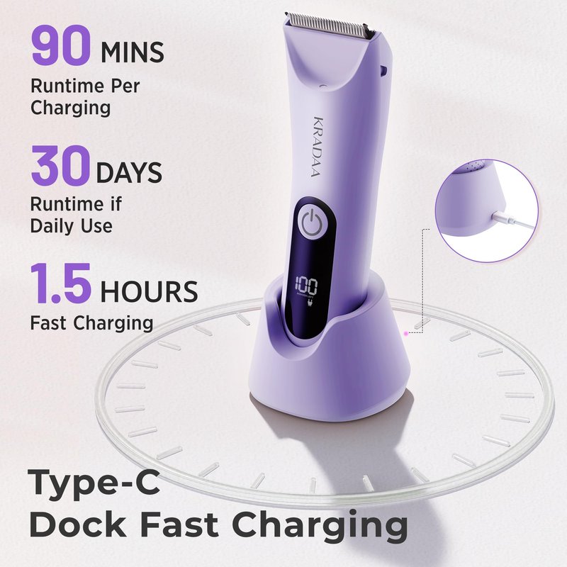 Bikini Trimmer for Women Pubic Hair: Rechargeable Eletctric Razors for Women - Painless Eletctric Shaver - (Wisteria Purple)
