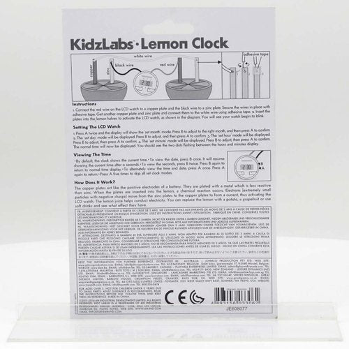 4M: KidzLabs: Lemon Clock - DIY & Experience Battery-Free Renewable Energy, Power A Digital Clock, STEM Learning Craft Activity Kit, Kids Age 5+