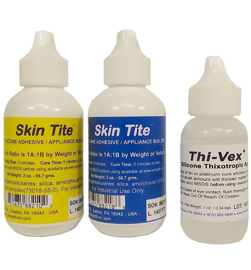Smooth-On Skin Tite 4 Oz and Thivex 1 Oz Kit - Platinum Silicone Adhesive and Prosthetic Appliance Builder - Special Effects