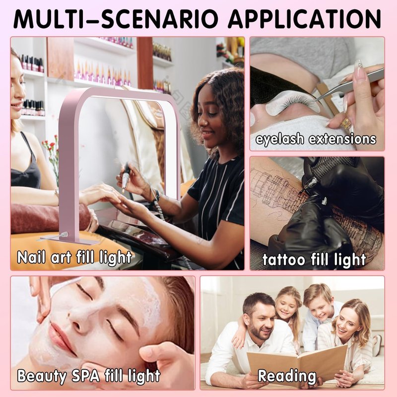 zyiesrsq Half Moon Nail Desk Lamp, 45W LED Nail Tech Desk Light with Phone Holder, Half Moon Nails Light 3000-6000K Adjustable Brightness, Nails Table Arch Lamp, for Manicure Lash Eyelas (White)