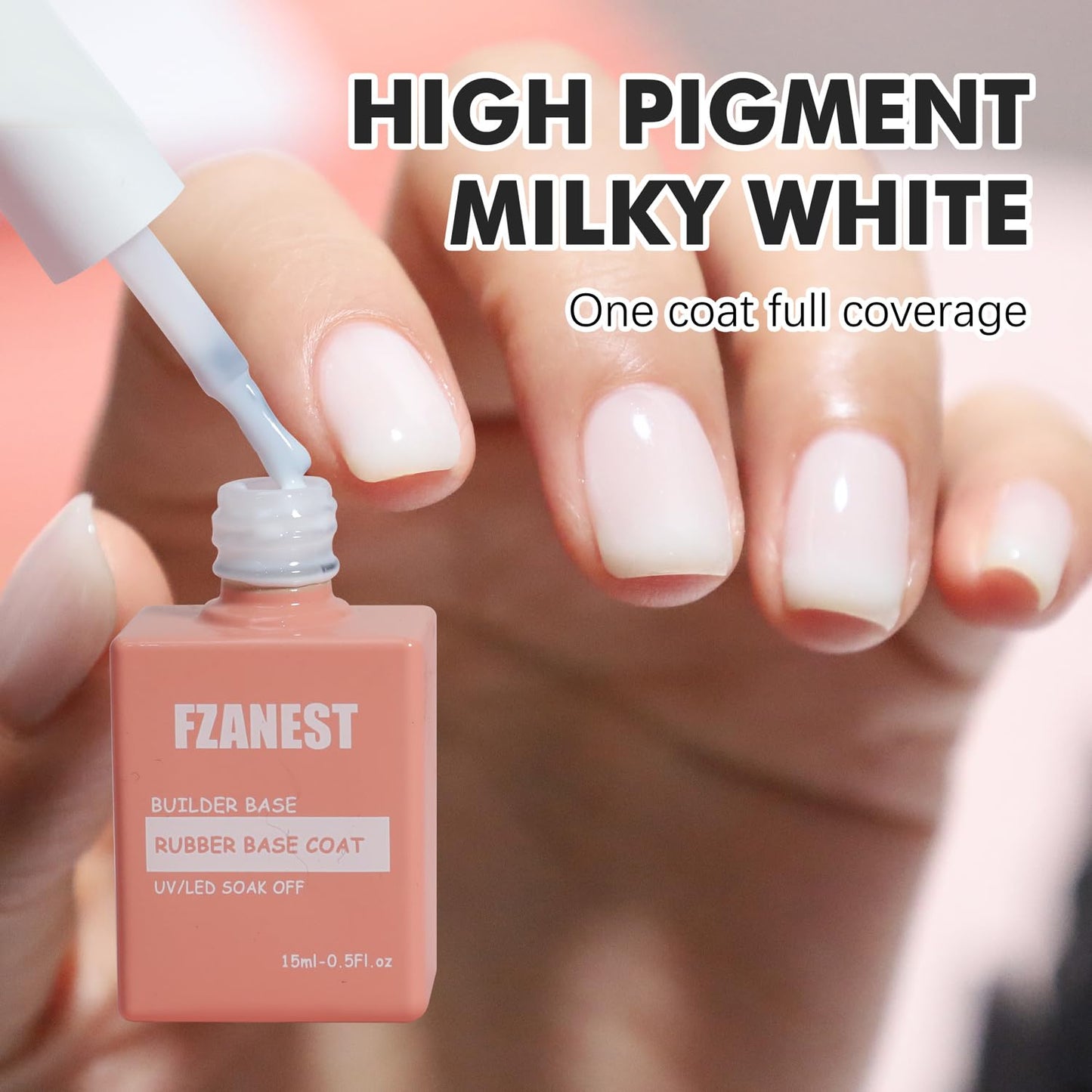 FZANEST Builder Gel Milky White Gel Polish Rubber Base For Nail Strengthener Extension LED Lamp Cured Color Base Nail Polish in Bottle