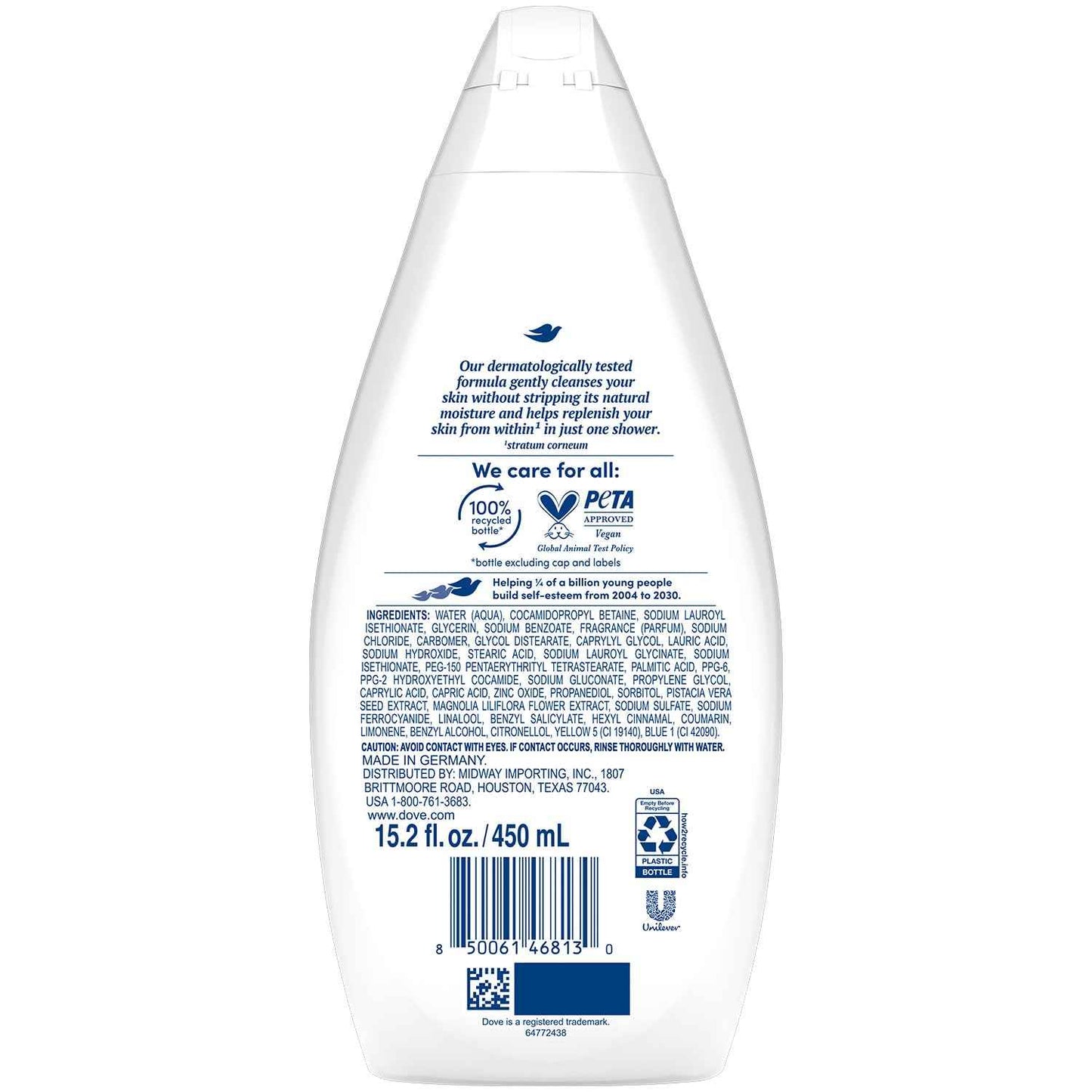 Dove Body Wash, Gentle Pamper 2-Pack – Soothing Moisturizing Cleanser for Soft Skin, 15.22 Oz Ea