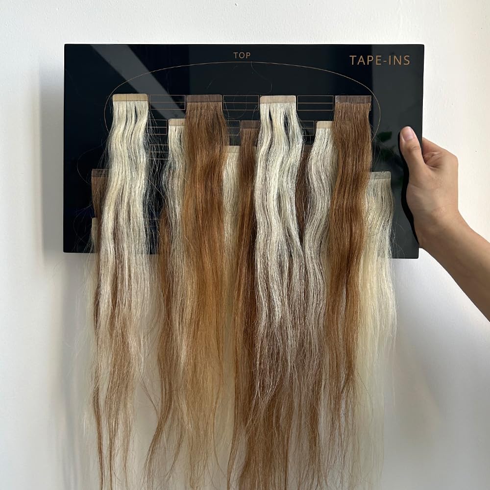 GlamorDove Tape In Placement Board Kit with Double Sided Tapes Acrylic Hair Extension Holder Head Chart for Tape In Extensions Hair Extension Organizer