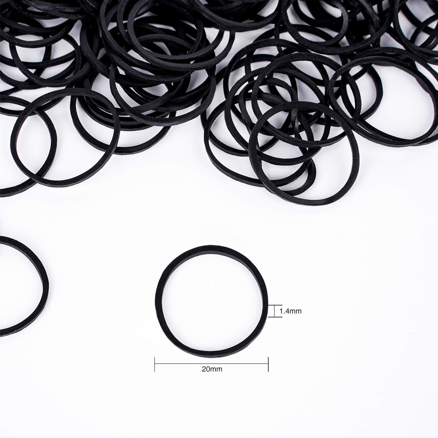 HOYOLS 3/4” Inches Black Hair Rubber Bands for Hair Ties Small Mini Elastics Bands Large Braiding Ponytail Holders for Baby Toddler Girls Kids No Damage 600pcs (M) Latex-Free