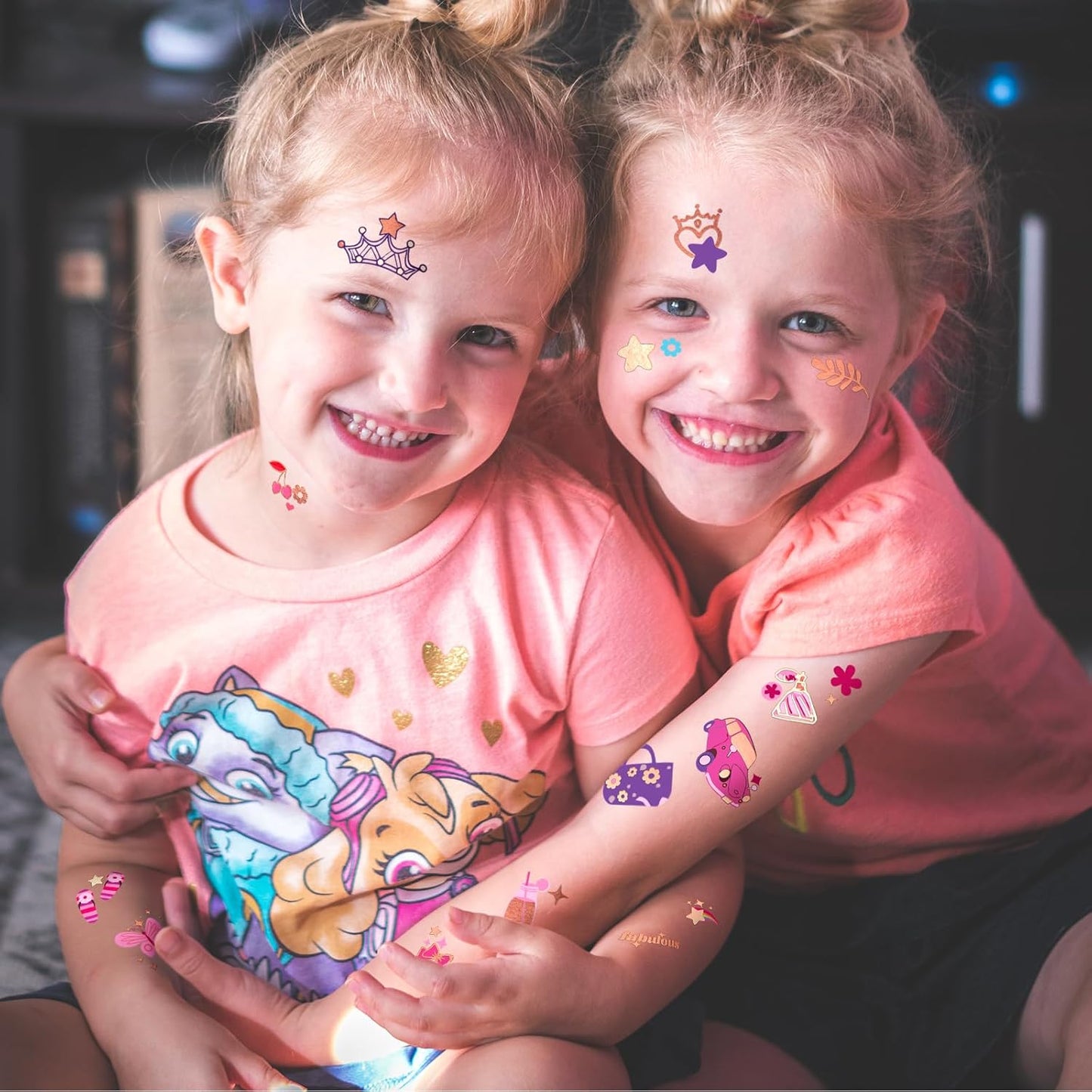 Waterproof Temporary Tattoos - 118pcs Groovy Fake Tattoo for Kids Birthday Party Supplies, Star Unicorn Smiley Rainbow Flower Candy Crown Arts and Crafts for Boys or Girls 6 7 8 9 10 11 12 years old