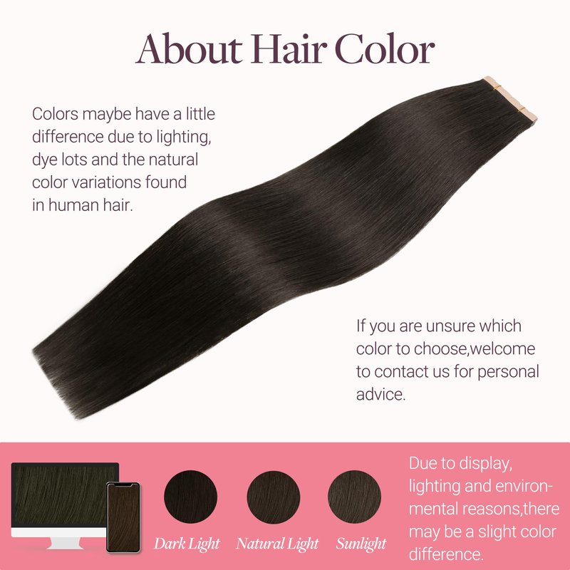 GOO GOO Tape in Hair Extensions, 2 Dark Brown, 16inch 40g 10pcs, Mini Tape Cut to Fit, Skin Weft Seamless Invisible, Remy Human Hair