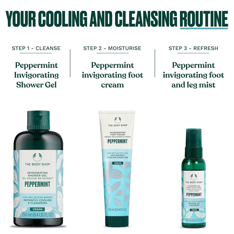 Peppermint Foot Scrub - Invigorating Cooling Exfoliator for Dry Cracked Feet | Vegan, 100 ml / 3.3 oz