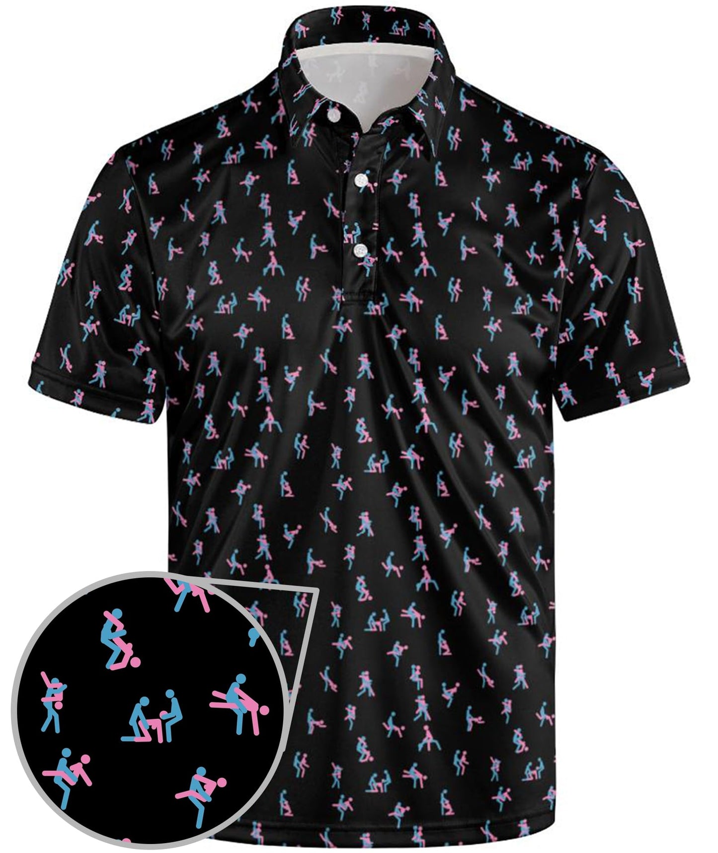 Funny Golf Shirts for Men Crazy Funny Golf Polo Shirt Fun Hawaiian Golf Polos Funny Pose Black XL