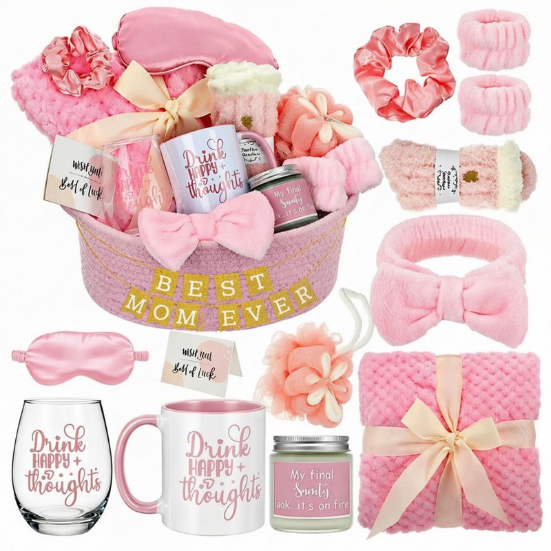 Zopeal Graduation Gift Basket Set for Women 2026 Congratuations Grad Teacher Appreciation Birthday Gifts Relaxing Spa Thinking of You Gift for Her Graduates Nurse Friend Sister(Pink)