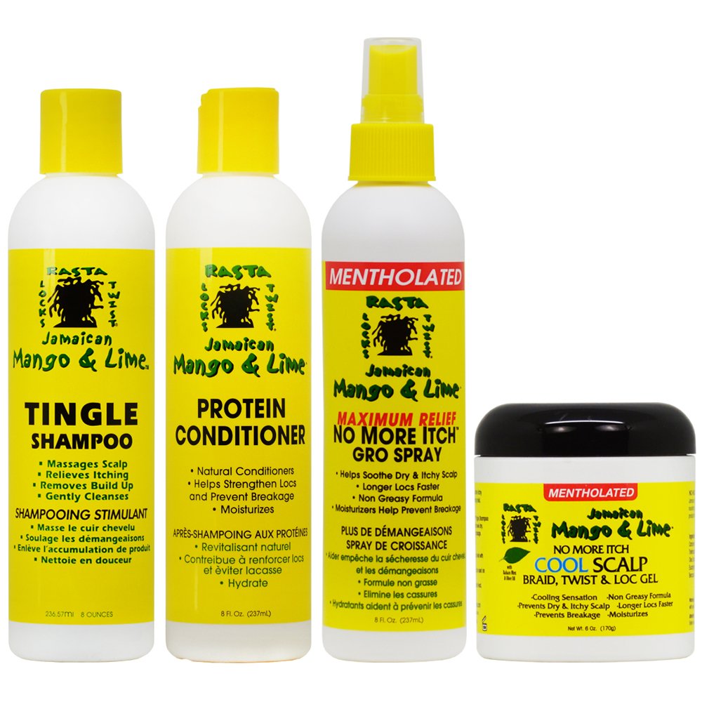 Cooling Scalp Care Set of 4 (Shampoo, Conditioner, Maximum Relief Spray 8 oz, Cool Scalp Braid and Twist & Loc Gel)
