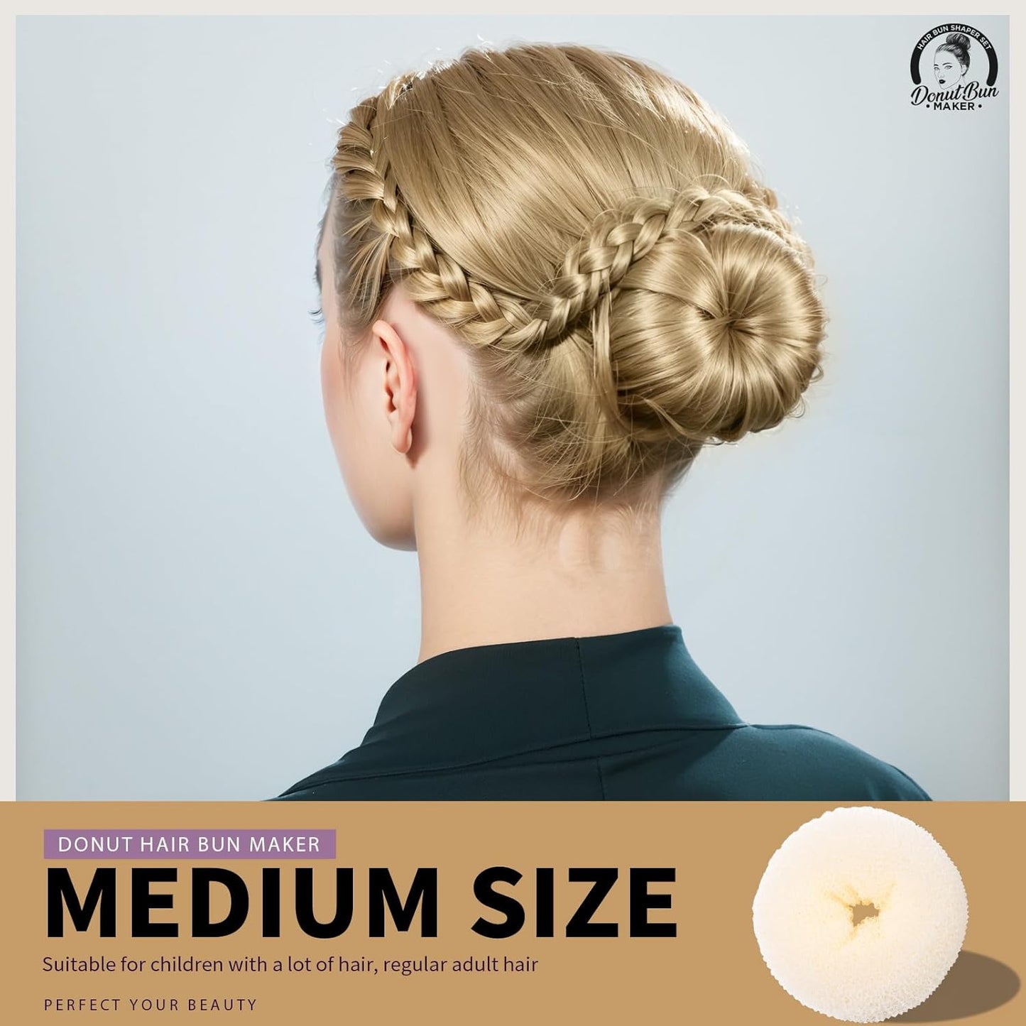 Teenitor Hair Donut, Hair Bun Maker, Black(Extra-large, Large, Medium and Small)