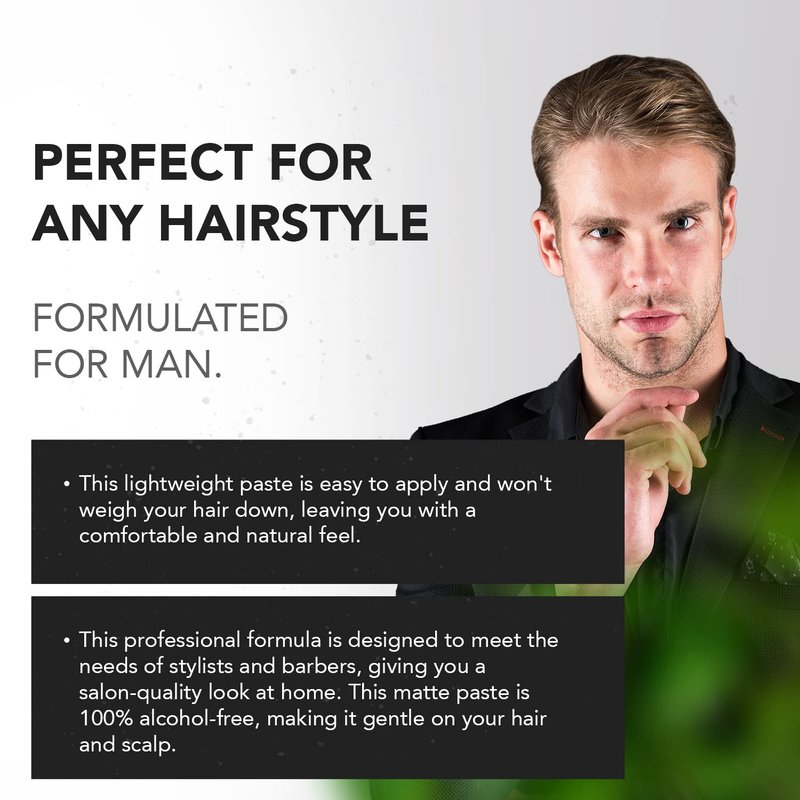 Gentlemen Republic 8oz Matte Paste for Men - Water-Based Men's Hair Paste with Strong Hold & Matte Finish - Alcohol-Free Hair Styling for Natural Texture – Made in the USA