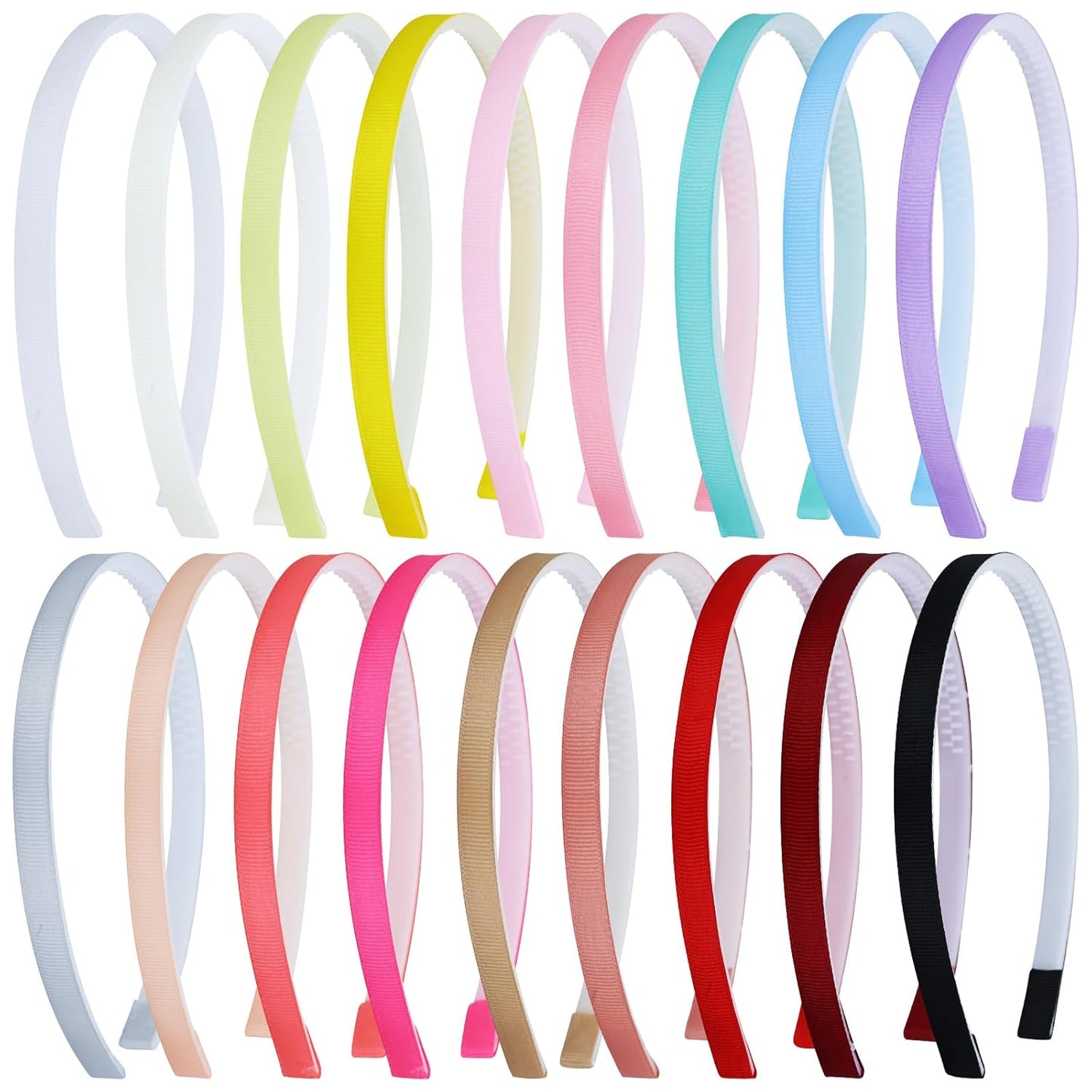 18 Pieces Candy Color Width 1cm Blank DIY Craft Project Plastic Headbands Hair Hoops Hair Accessoris for Women Girls Teens Kids