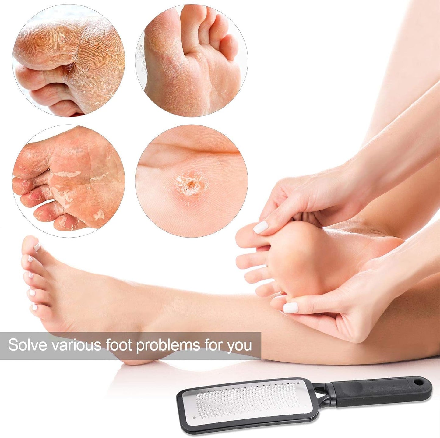 3 Pieces Colossal Foot Files Kit Foot Scrubber Foot Rasp and Double-Sided Heel Files Pedicure Tools Callus Remover Stainless Steel Feet Scraper Foot Grater for Dead Skin