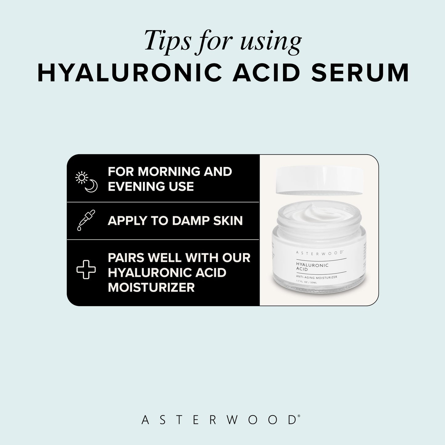 Asterwood Pure Hyaluronic Acid Serum for Face - Plumping, Anti-Aging, Hydrating - Fragrance-Free - 4 Fl Oz