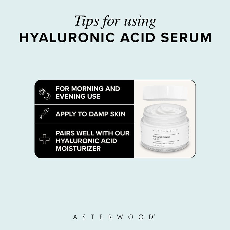 Asterwood Pure Hyaluronic Acid Serum for Face - Plumping, Anti-Aging, Hydrating - Fragrance-Free - 4 Fl Oz