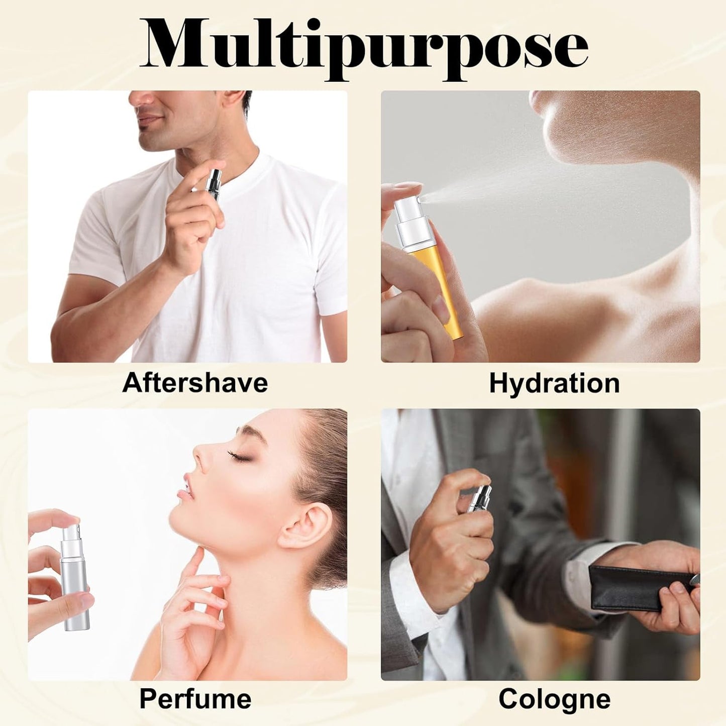 4pcs Mini Perfume Travel Bottle, Perfume Atomiser Refillable, 5ML Spray Bottles, Portable for Travel Holiday, Outdoor Activities and Business