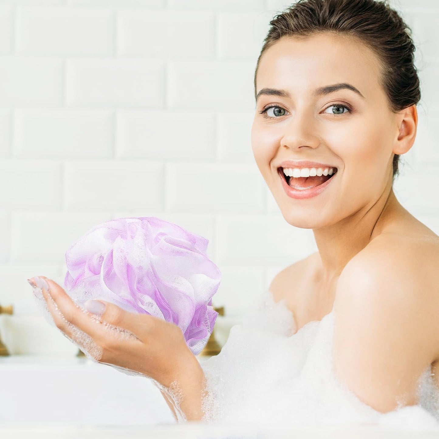 Bath Loofah Shower Sponge Pouf Body Scrubber Exfoliator Scrubber Ball (Set of 6)