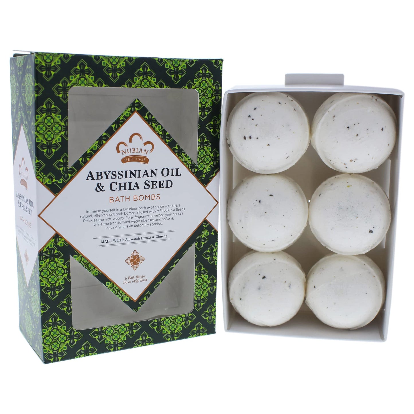 Nubian Heritage Bath Bomb Abyssin Chia, 6 Bath Bombs