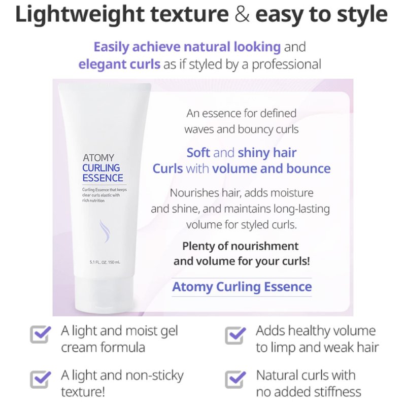 Atomy Hair Curling Essence - Korean Curl Enhancing Serum for Damaged Curly Hair