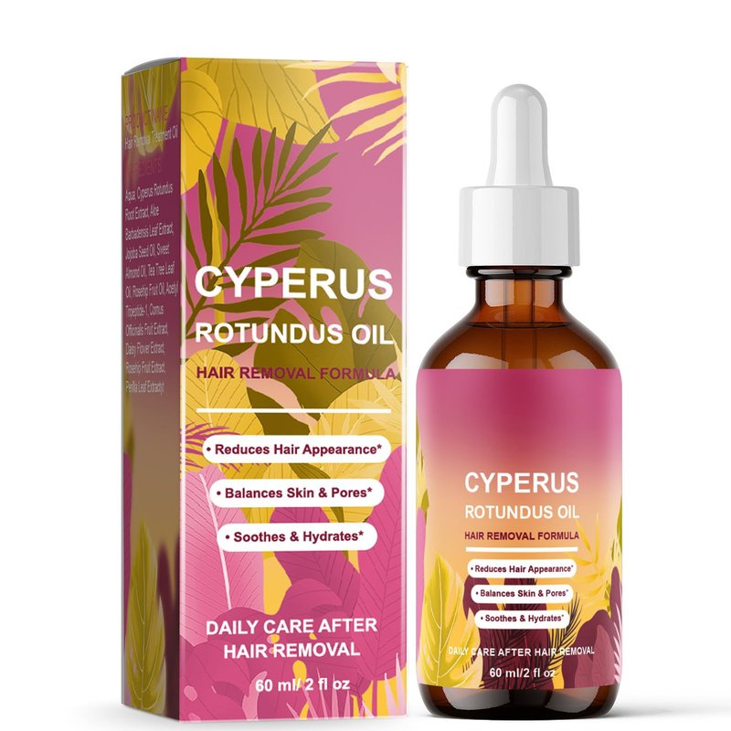 WOJJ Cyperus Rotundus Oil for Natural Hair Reduction, 60ml Hair Inhibiting Oil with Jojoba & Rosehip, Soothing and Moisturizing Body Oil for All Skin Types (1)