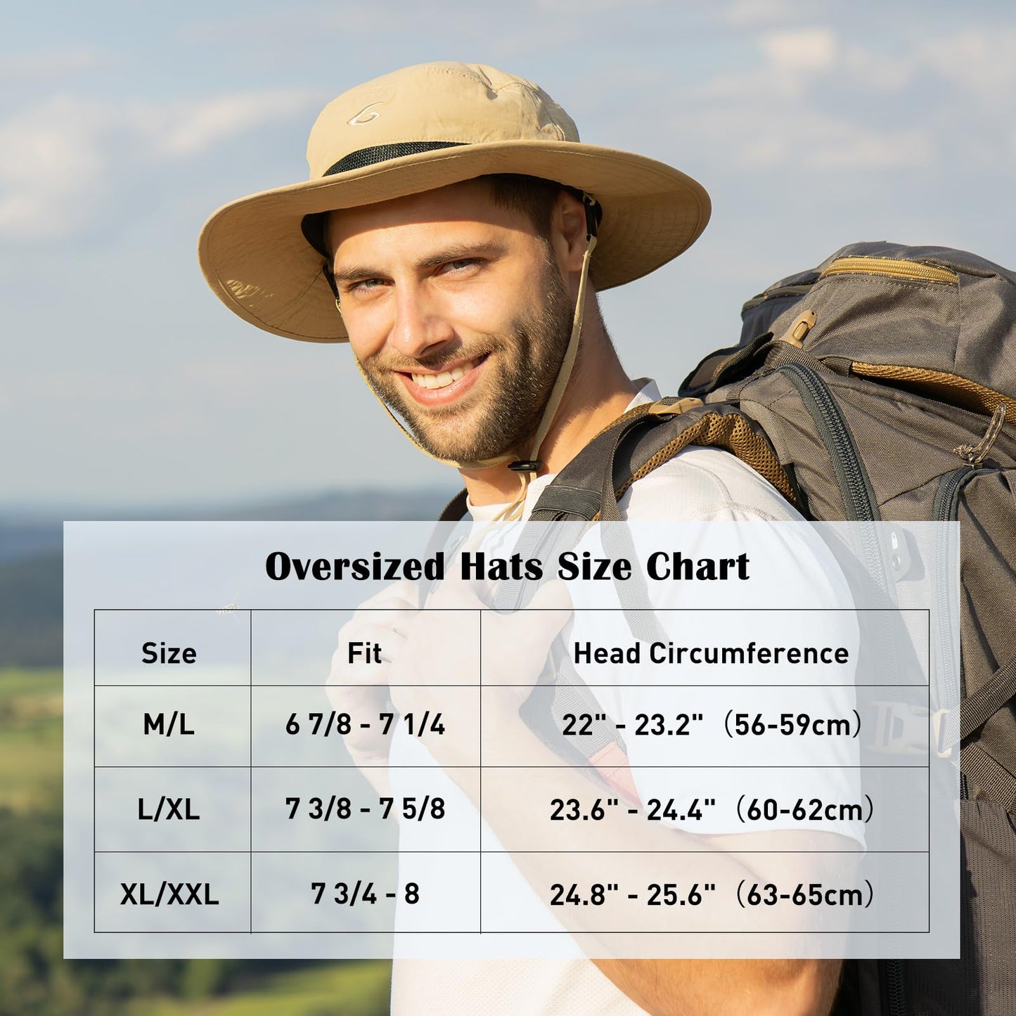 Mens Wide Brim Detachable Net Mesh Veil Sun Hat M/L UV Protection Boonie Bucket Sunhat Summer Beach Golf Hiking Safari Outdoor Fishing Garden SPF 50 Khaki 56-59cm