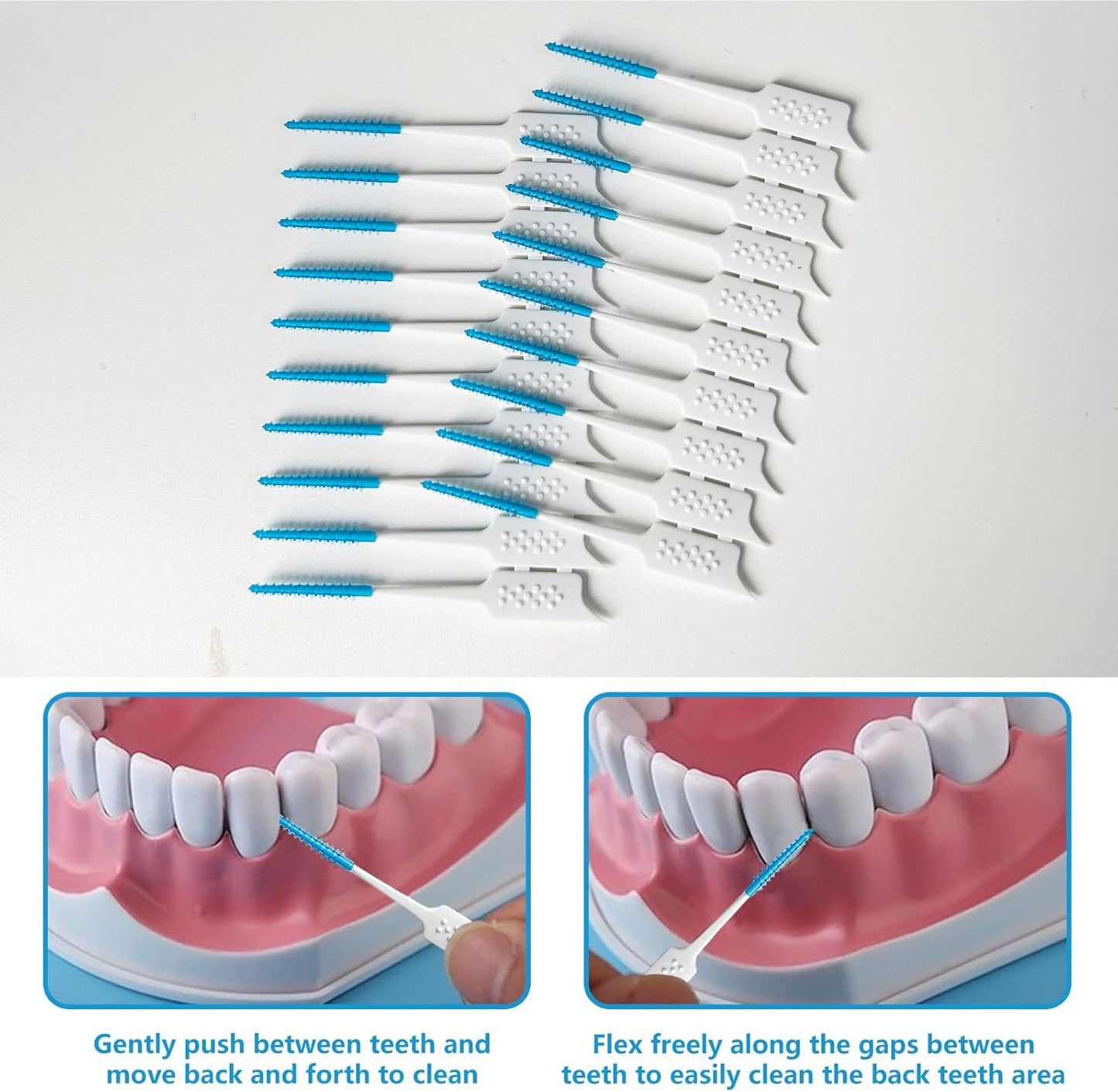 Dental Floss Picks Soft Silicone interdental Brush, Braces Brush, Floss Picks for Teeth, Disposable interdental Brush, Suitable for Cleaning Teeth Health(Green, 160pcs)