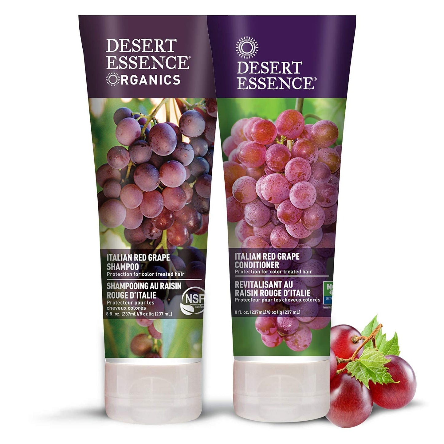Desert Essence Italian Red Grape Shampoo - 8 Fl Ounce - Pack of 3 - Protection For Color Treated Hair - Antioxidants - Healthier & Smoother - Vitamin B5 - Sugar & Coconut Oil Cleansers