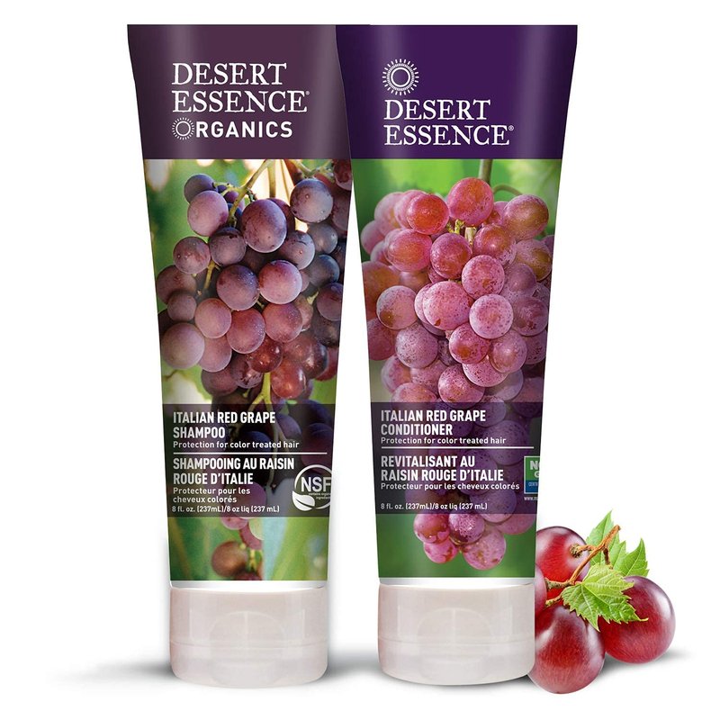 Desert Essence Italian Red Grape Shampoo - 8 Fl Ounce - Pack of 3 - Protection For Color Treated Hair - Antioxidants - Healthier & Smoother - Vitamin B5 - Sugar & Coconut Oil Cleansers