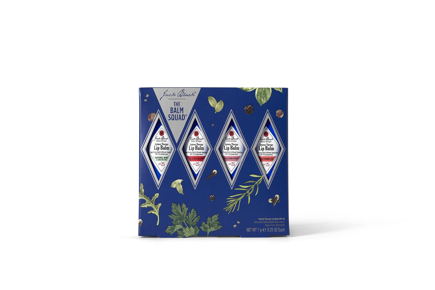Jack Black The Balm Squad Gift Set for Men & Women – Natural Mint & Shea Butter Lip Balm & Limited-Edition Black Cherry, Passion Fruit & Watermelon – Lip Moisturizer, Hydrating Lip Balm with SPF