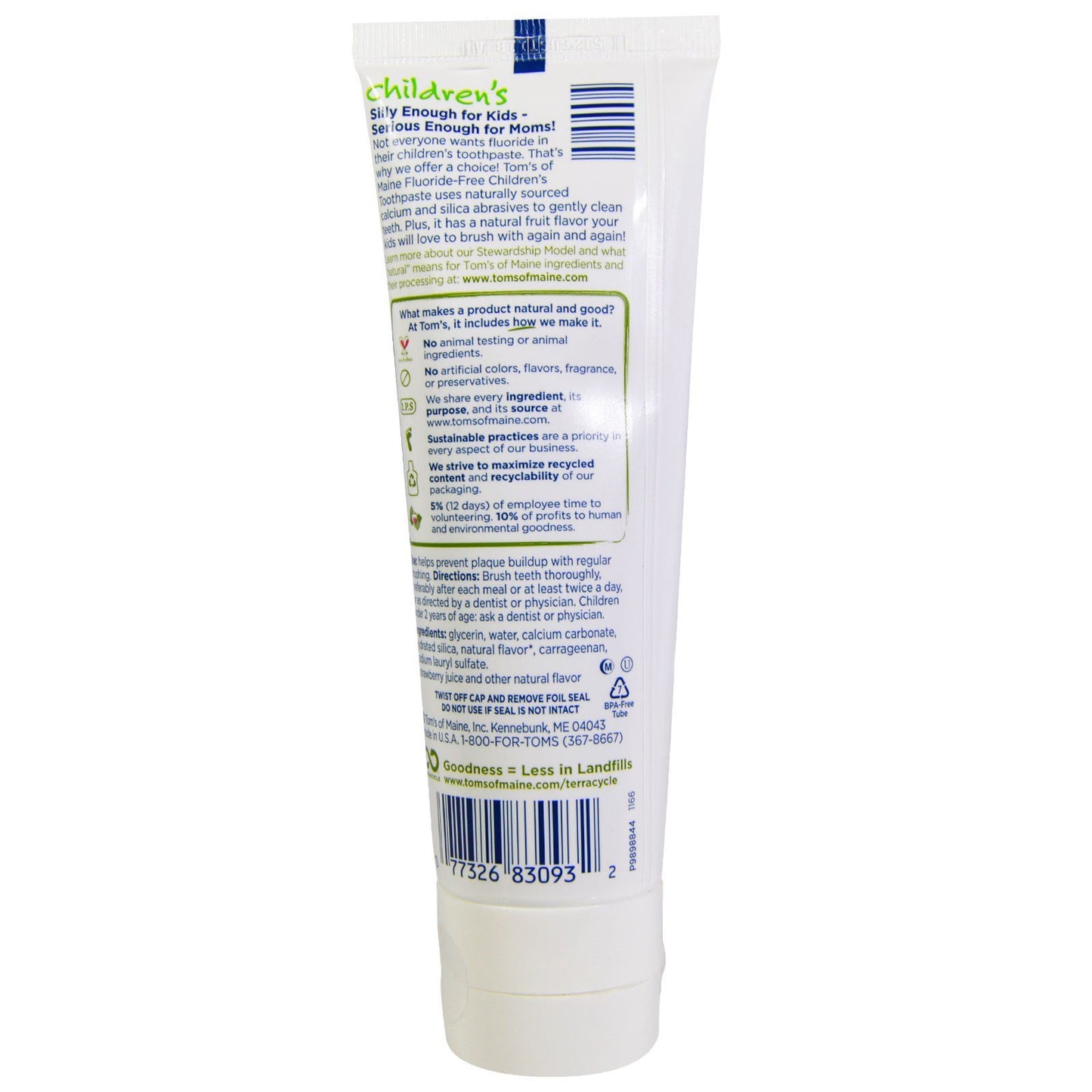 Tom's of Maine Fluoride Free Children's Toothpaste, Silly Strawberry, 4.2 Ounce (Pack of 6)