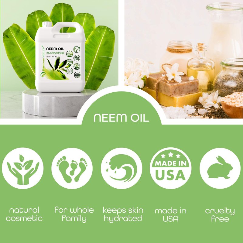 Organic Neem Oil for Skin and Hair Need Oil 100% Pure Cold Pressed for Essential Oil Mixing Neem Oils for Plants Neem Cake Massage Oil Neems Spray for Indoor Plants 32 oz