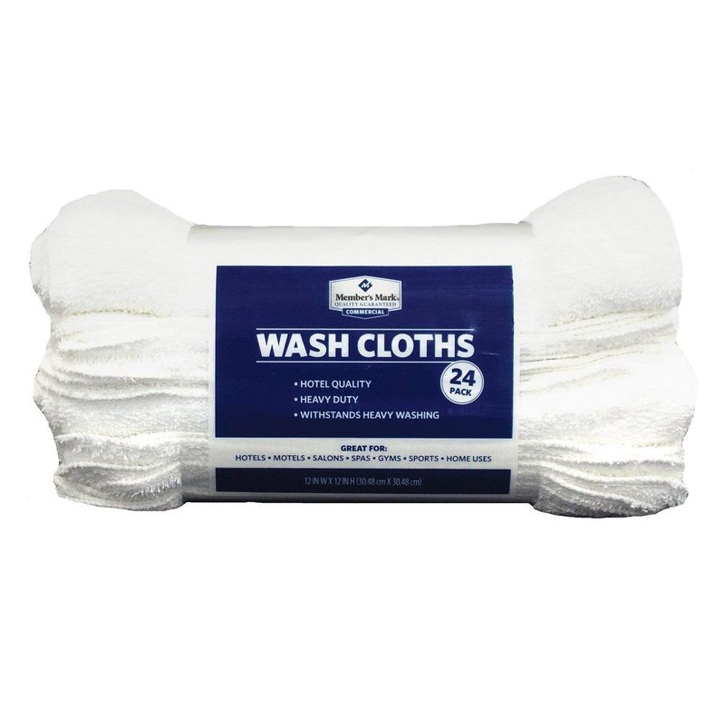 Member's Mark Commercial Washcloth, White (Set of 24)