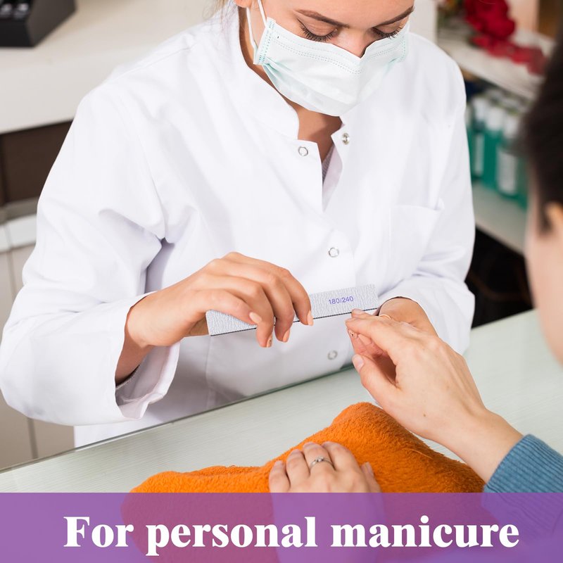 Xinnun 150 Pcs Nail Files 180/240 Grit Double Sides Professional Reusable Emery Board Nail Files for Acrylic Nails Manicure Tools Suit for Home Salon