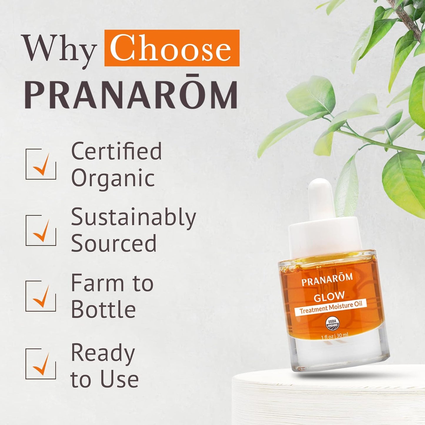 Pranarom Glow Treatment Moisture Oil - 100% Pure Essential Oil for Dry Skin | 1oz (30ml)