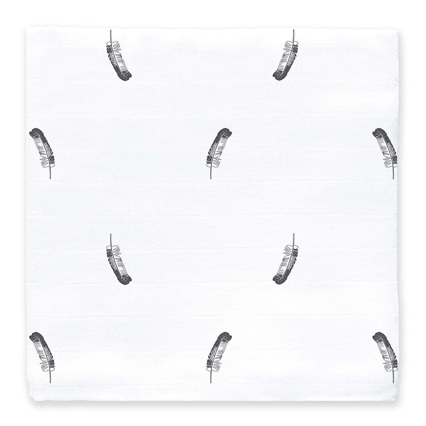 Amazing Baby Muslin Swaddle Blanket, Premium Cotton, Little Feather, Gray & Soft Black