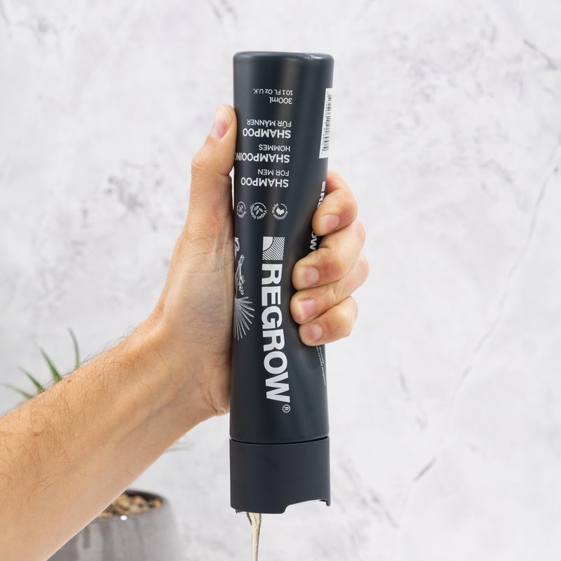 REGROW Mens Shampoo for Thicker, Stronger Hair, Cleanses the Scalp and Helps Reduce Hair Loss and Thinning with Caffeine, Biotin and Niacinamide, Sulfates and Paraben Free 10.14 Fl. Oz
