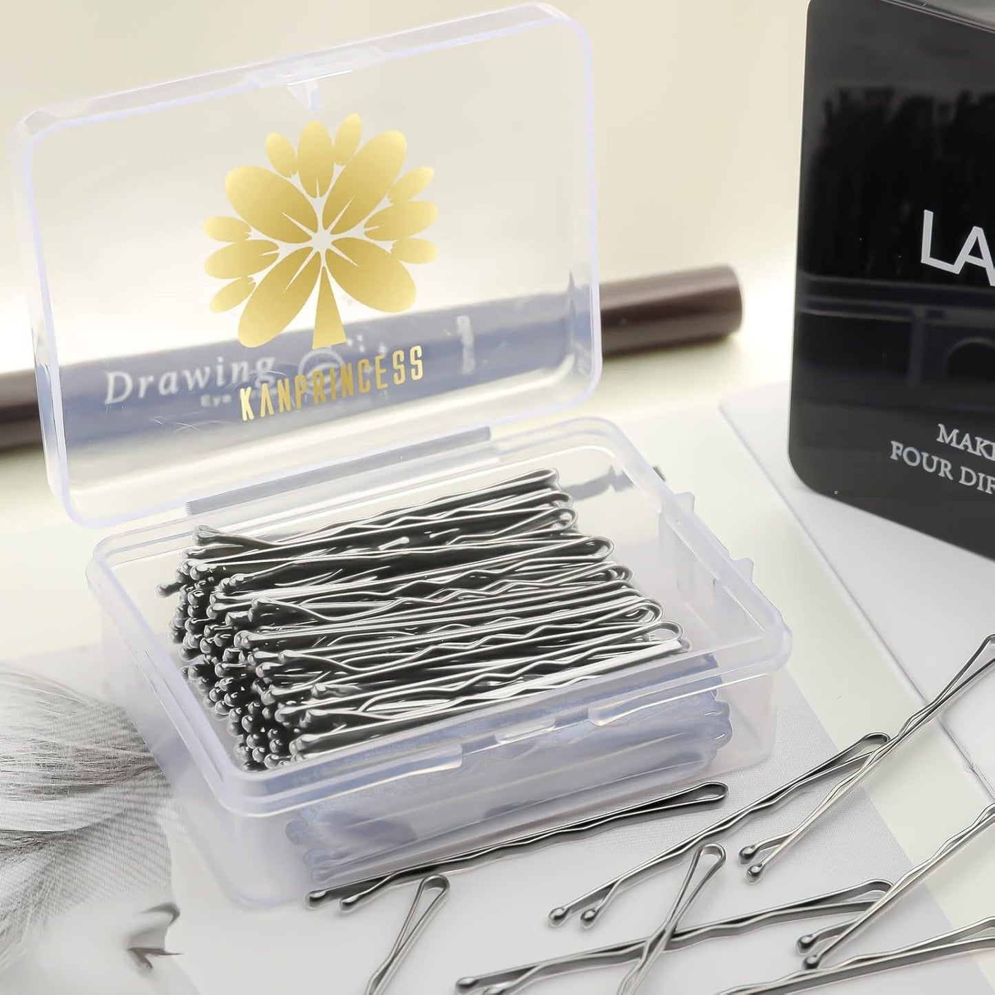 100PCS 2Inches Hair Pins Kit Secure Hold Bobby Pins Clips for Women Girls and Hairdressing Salon With Clear Storage Box(Black)